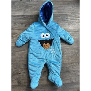 Sesame Street Cookie Monster Baby Infant Bunting Snowsuit Size 0-3 Months